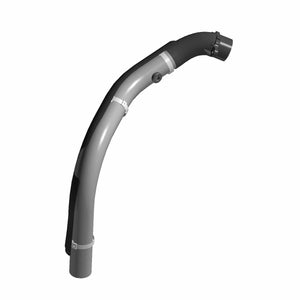 A 3D-rendered image of the Exhaust Headpipe, Front, Chrome by Polaris displays its curved, segmented design with varied diameters and two clamps, shown isolated on a white background. Perfect as an OEM part for Indian motorcycles.