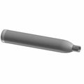 Chrome lower muffler with tapered cylindrical shape and mounting end for motorcycle.