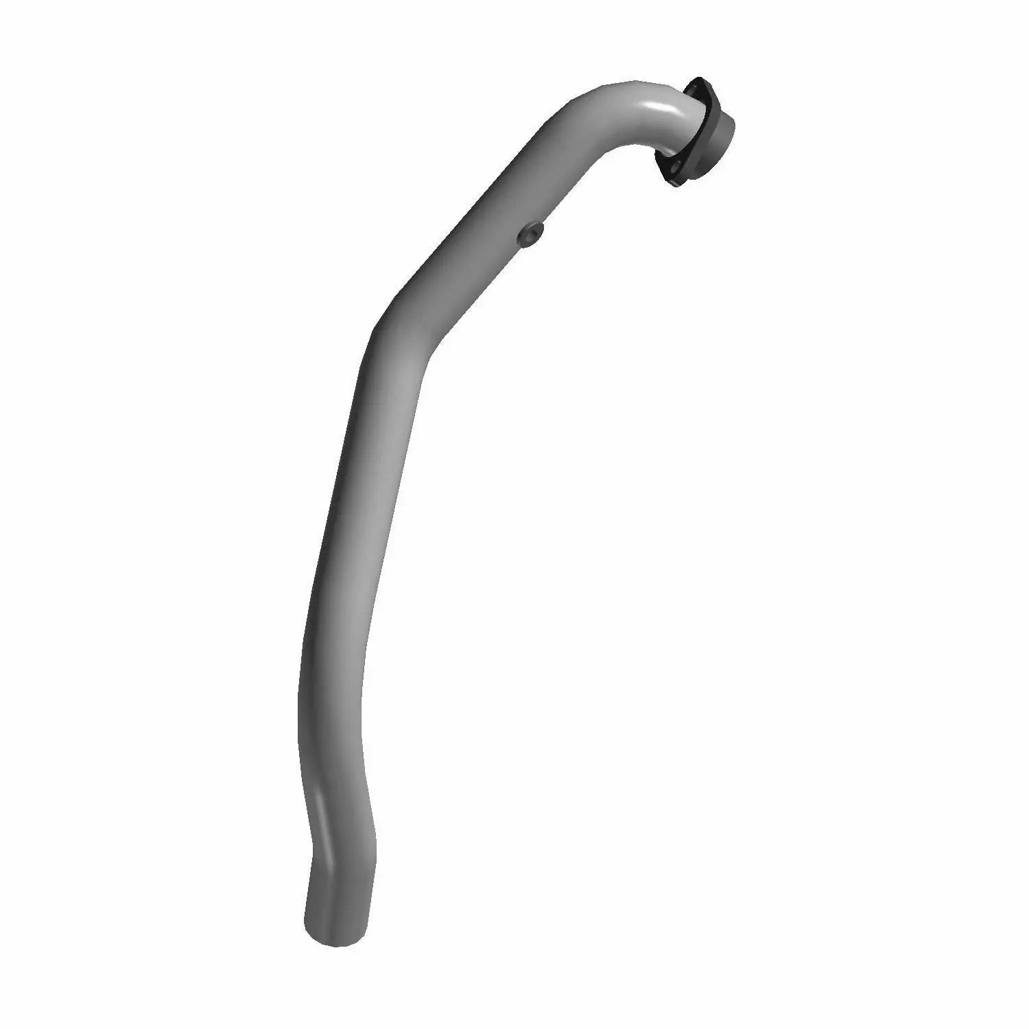 A 3D-rendered image of the Exhaust Headpipe, Front, Chrome by Polaris—a genuine OEM part for Indian motorcycles—features its curved, flared design with mounting flange on a plain white background.
