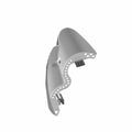 Silver metallic heat shield with curved design and mounting brackets for motorcycle muffler.