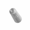 Matte black cylindrical motorcycle upper muffler with tapered end and mounting bracket.