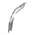 Chrome exhaust headpipe shield with smooth curved design and mounting holes.