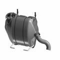 Black metal Silencer 1500 exhaust muffler with curved outlet pipe and mounting brackets.