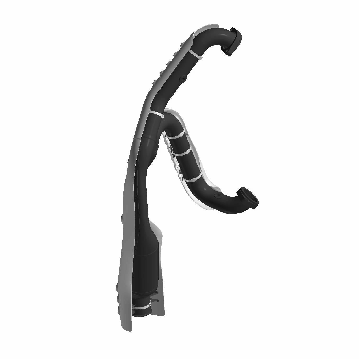 A chrome Exhaust Headpipe with shields (fits 2013-2017), featured against a white background, showcases the streamlined design typical of Polaris factory-direct components.