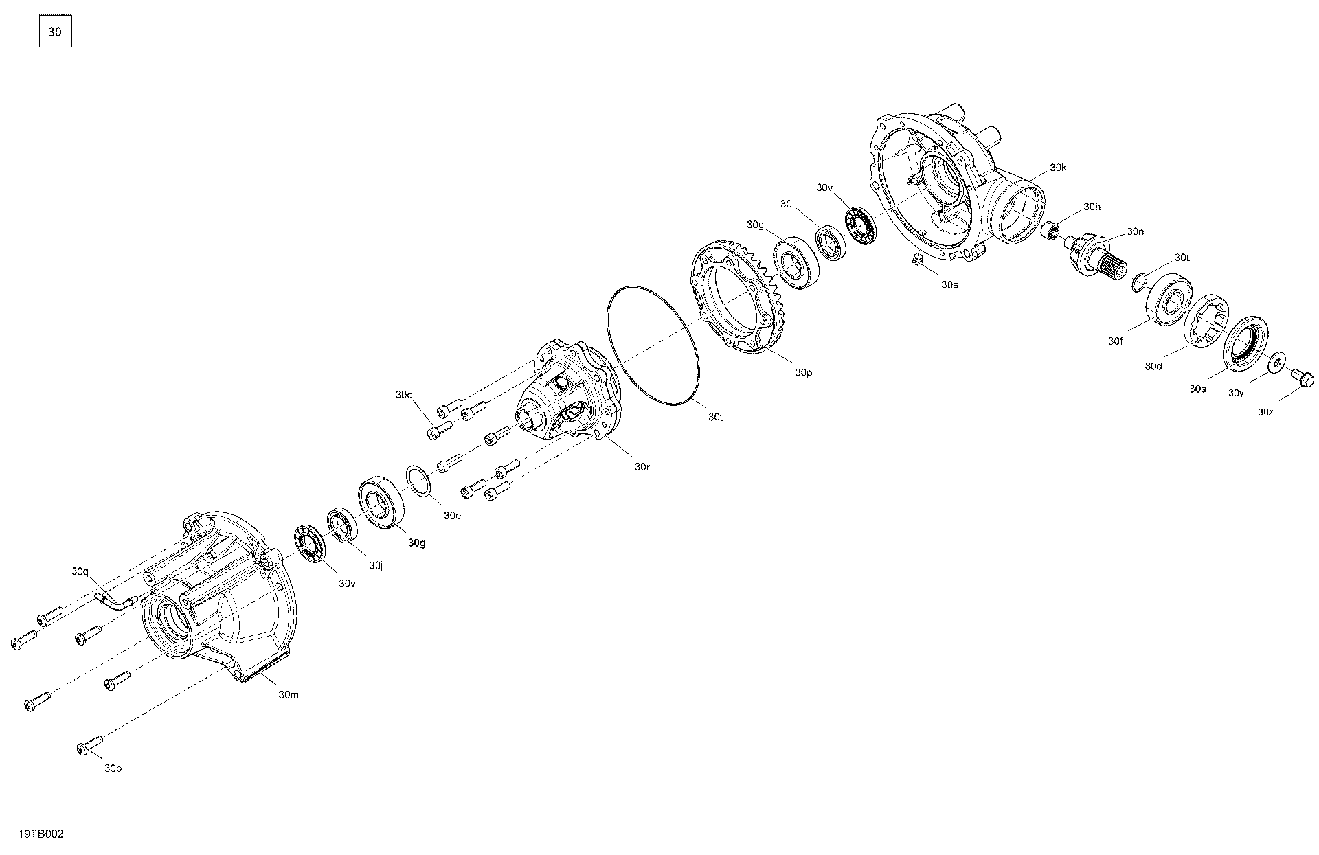 An Image of a Genuine Can-Am Parts Schematic Diagram showing the schematic - DRIVE - FRONT - DIFFERENTIAL PARTS