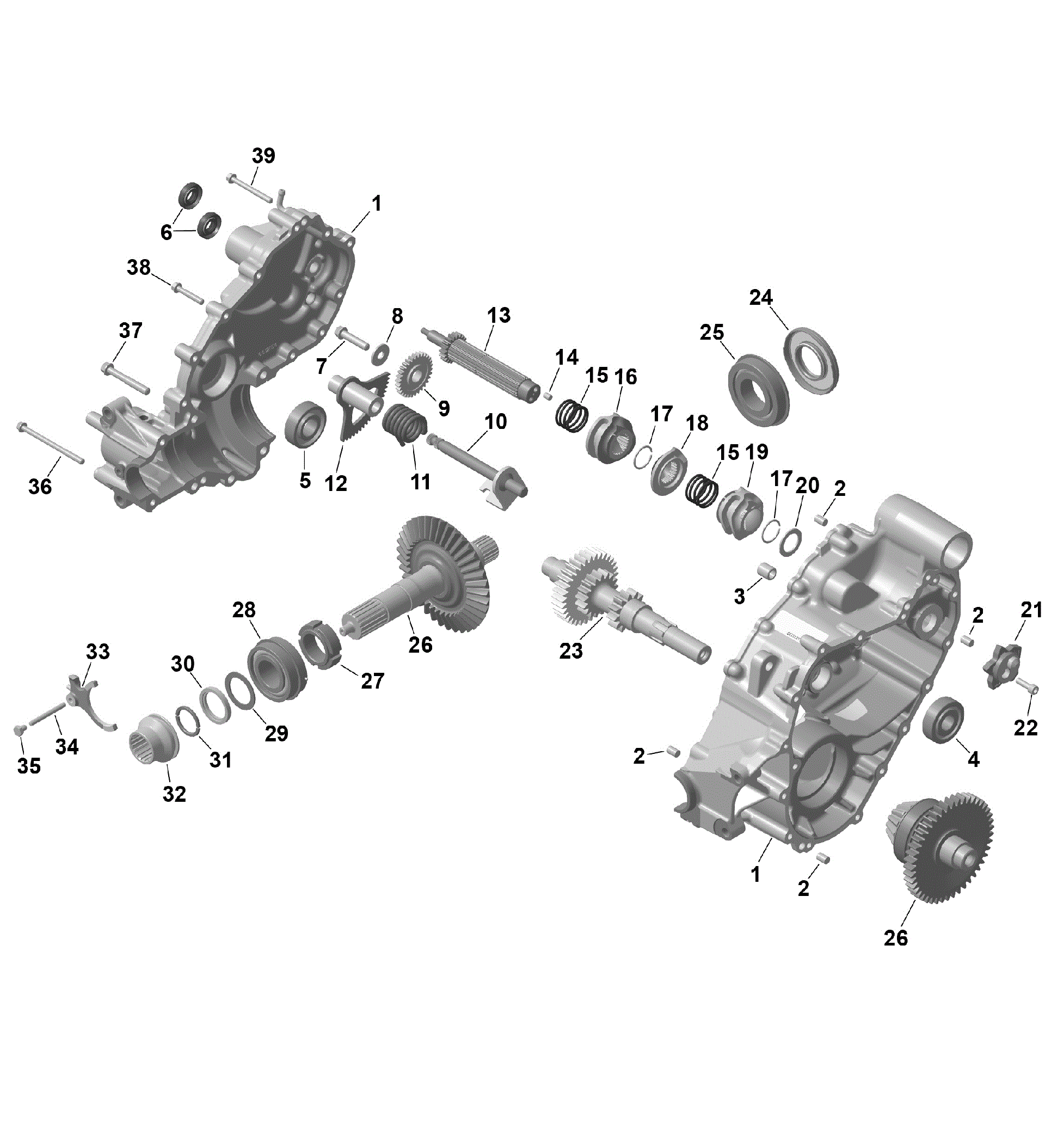 An Image of a Genuine Can-Am Parts Schematic Diagram showing the schematic - ROTAX - GEARBOX 1