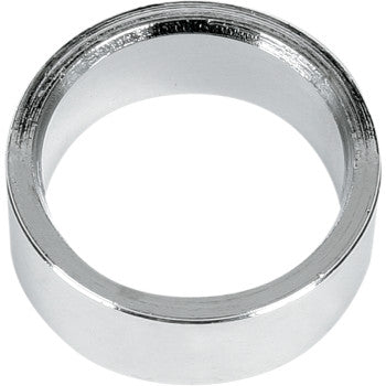 A shiny, silver Axle Spacer Axcalibar 1/2 24 Spline by Lone Star Racing, designed for Honda and Yamaha models, features a smooth finish and hollow center—ideal as an axle spacer for Axcalibar axles.