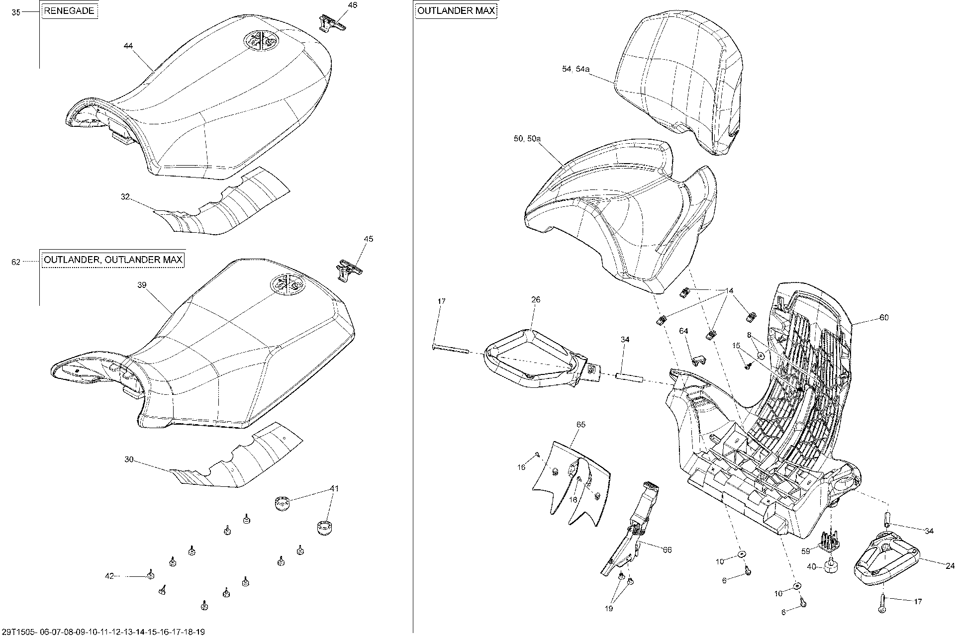 An Image of a Genuine Can-Am Parts Schematic Diagram showing the schematic - SEAT _29T1517