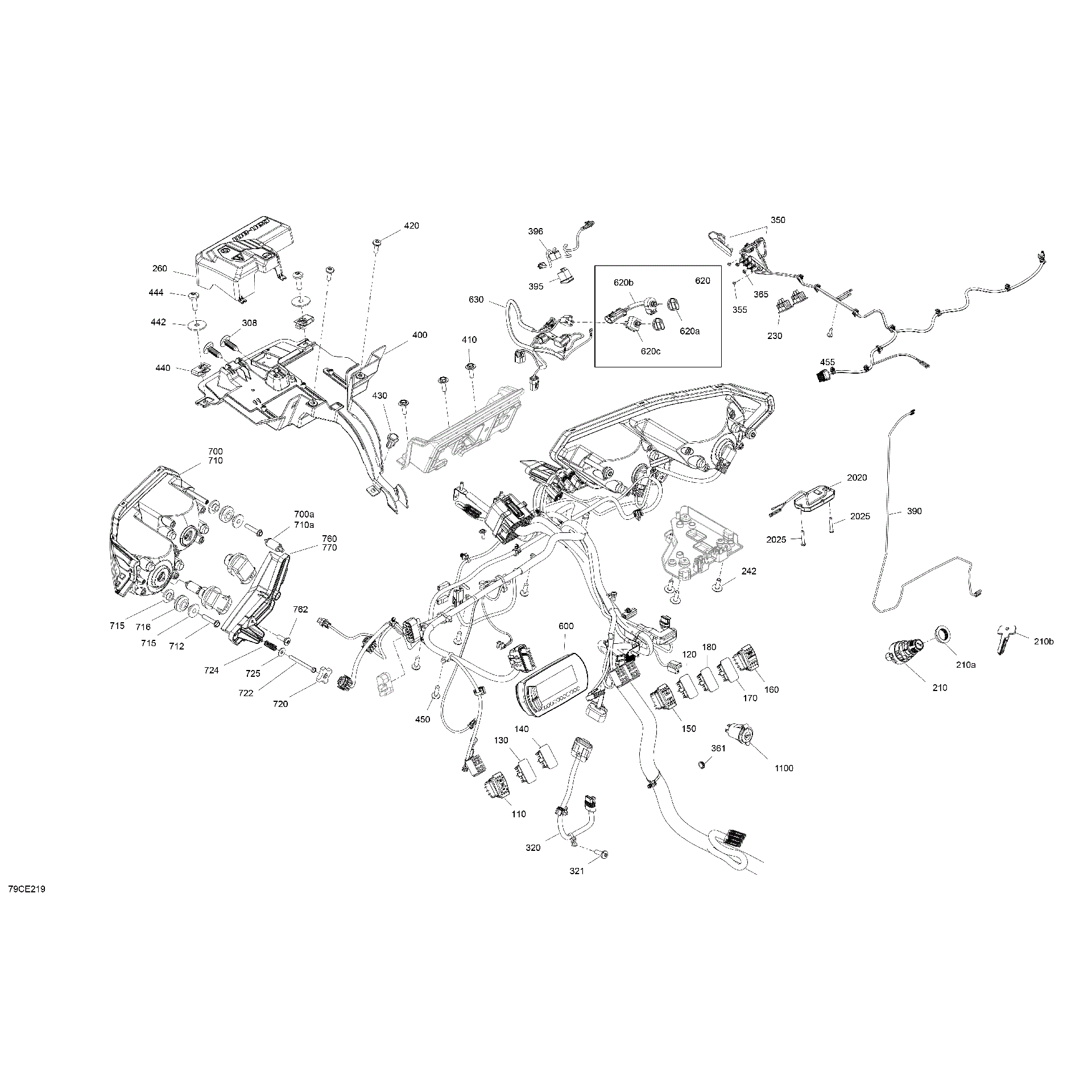 An Image of a Genuine Can-Am Parts Schematic Diagram showing the schematic - ELECTRIC - FRONT SECTION