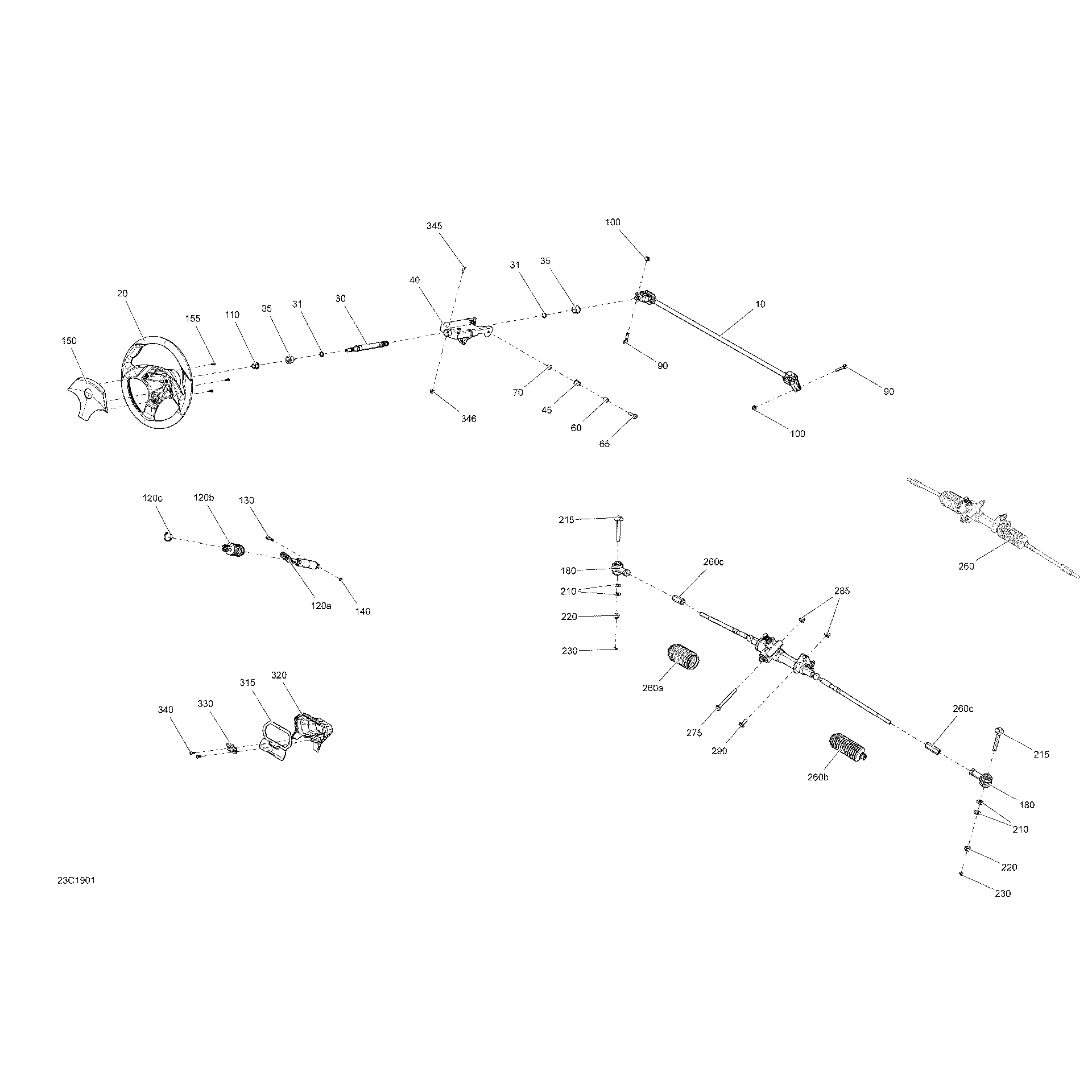An Image of a Genuine Can-Am Parts Schematic Diagram showing the schematic - STEERING - STD