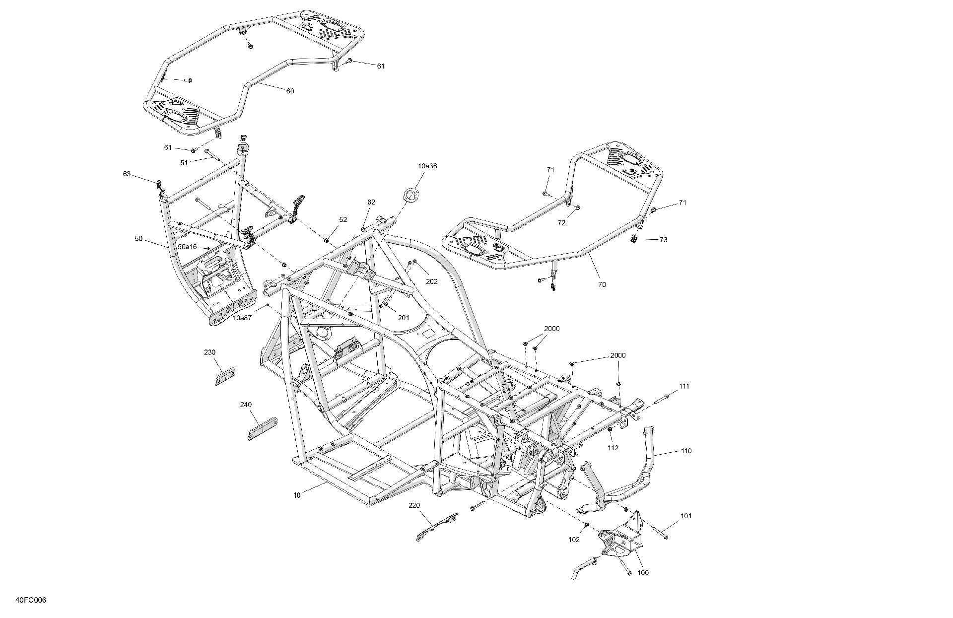 An Image of a Genuine Can-Am Parts Schematic Diagram showing the schematic - FRAME - SYSTEM
