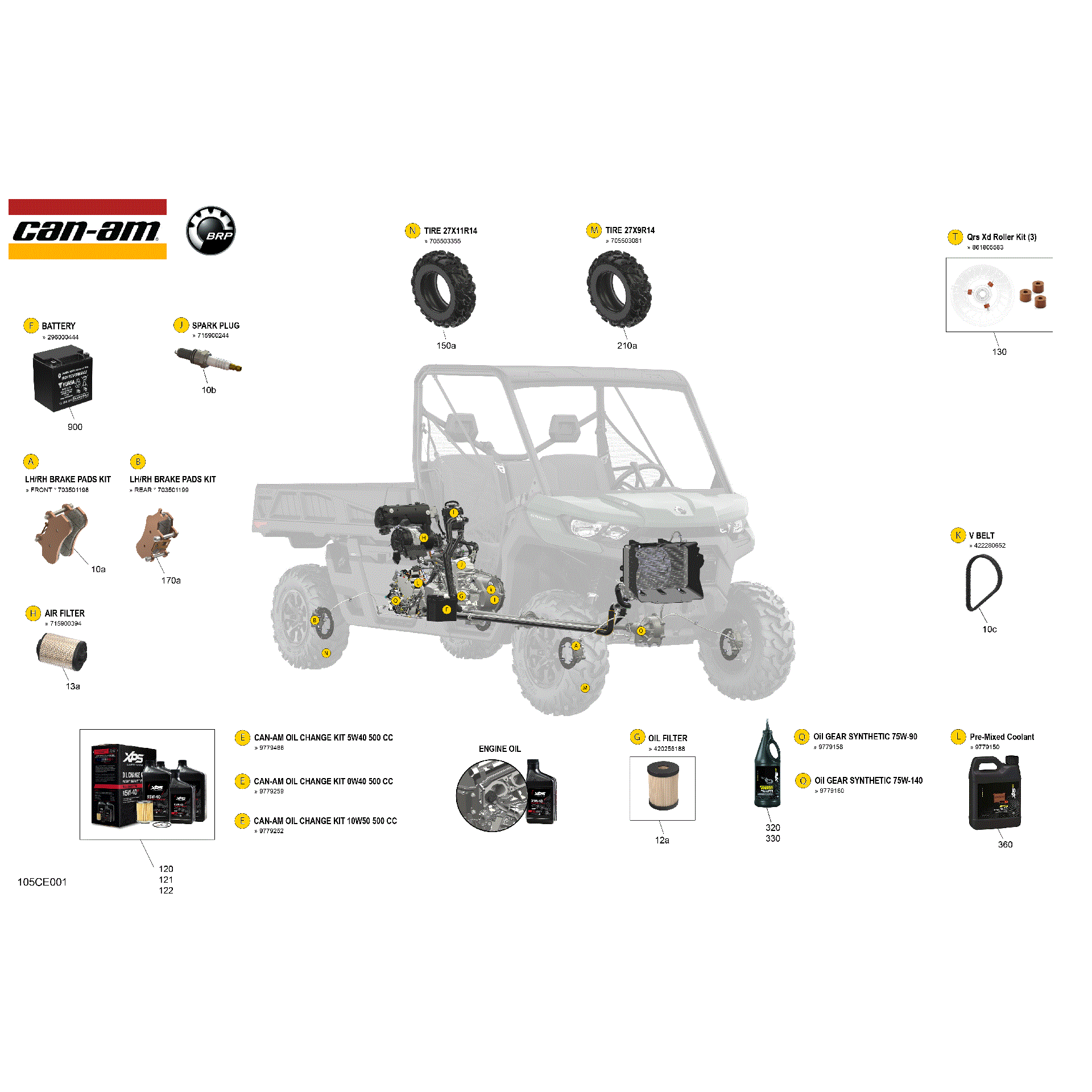 An Image of a Genuine Can-Am Parts Schematic Diagram showing the schematic - SERVICE - MAINTENANCE PARTS & FLUIDS