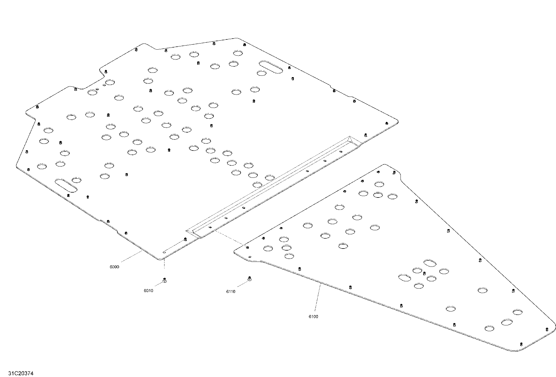 An Image of a Genuine Can-Am Parts Schematic Diagram showing the schematic - BODY - SKID PLATE - STD