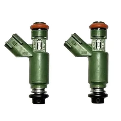 A pair of Remanufactured 2002-2007 Victory Denso 12 Hole Fuel Injectors by Witchdoctors are shown side by side. A shield icon at the bottom left highlights 2 YEARS WARRANTY for our injector rebuilding service.