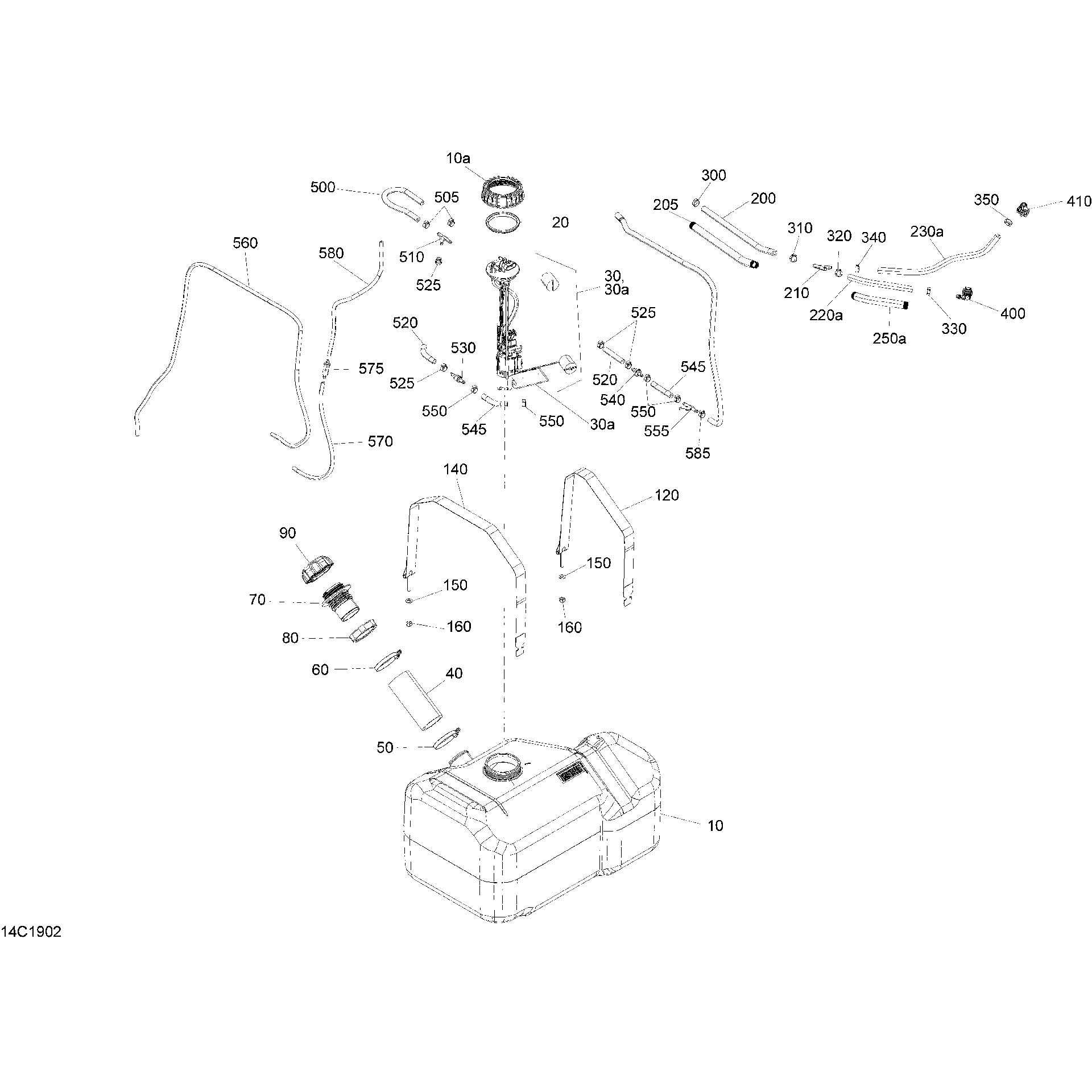 An Image of a Genuine Can-Am Parts Schematic Diagram showing the schematic - FUEL - NO EVAP