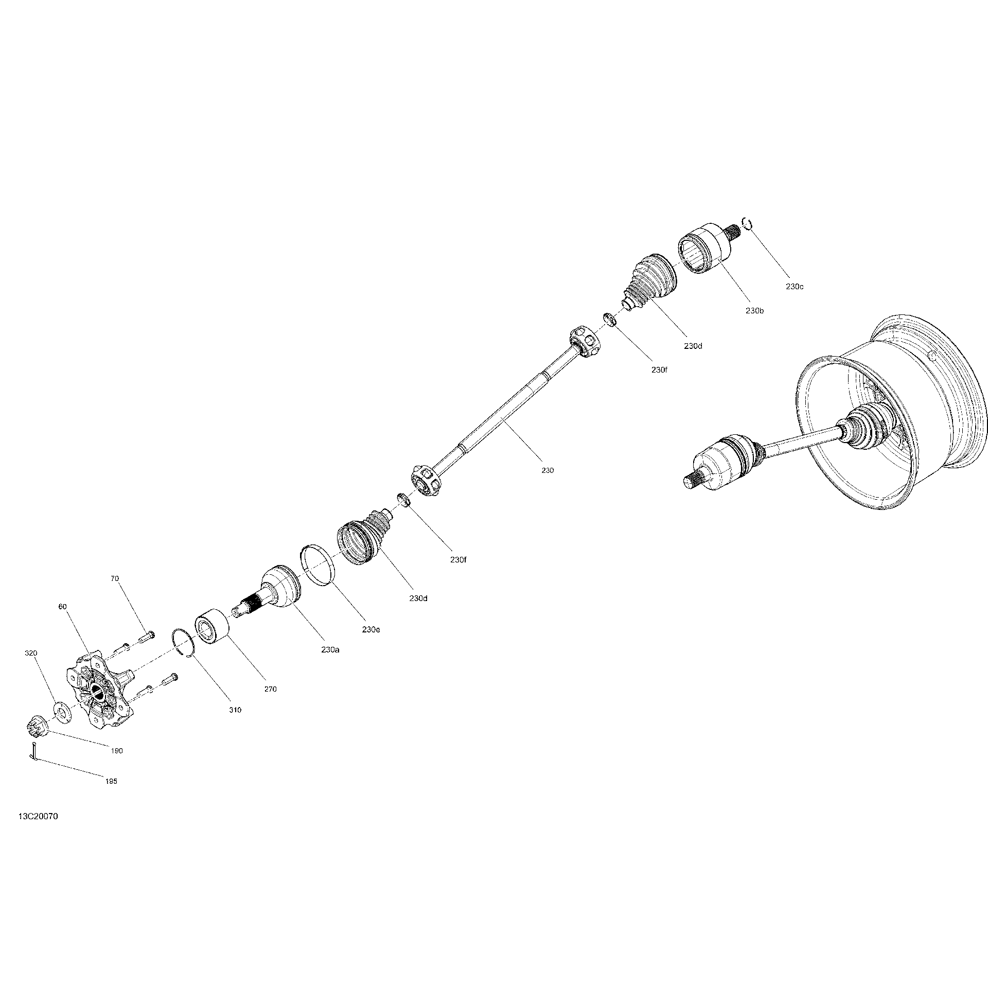 An Image of a Genuine Can-Am Parts Schematic Diagram showing the schematic - REAR DRIVE - COMMON PARTS