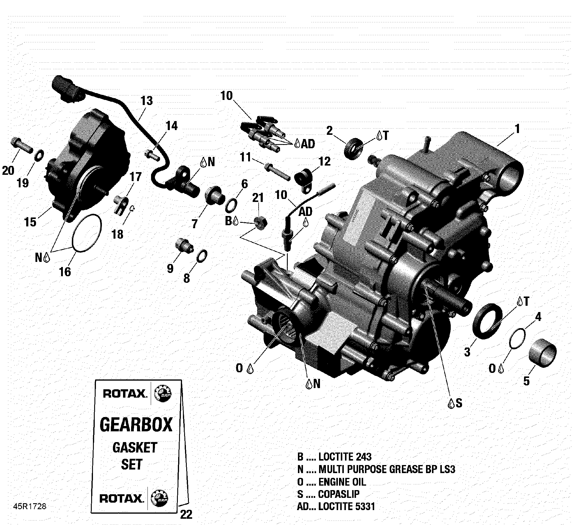 An Image of a Genuine Can-Am Parts Schematic Diagram showing the schematic - GEAR BOX ASSY - 570 EFI
