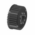 3D-rendered image of a black gear with evenly spaced teeth and a detailed central hub, shown at an angle on a white background—perfect for illustrating the Clutch Assembly by Polaris or related OEM Victory Polaris parts.