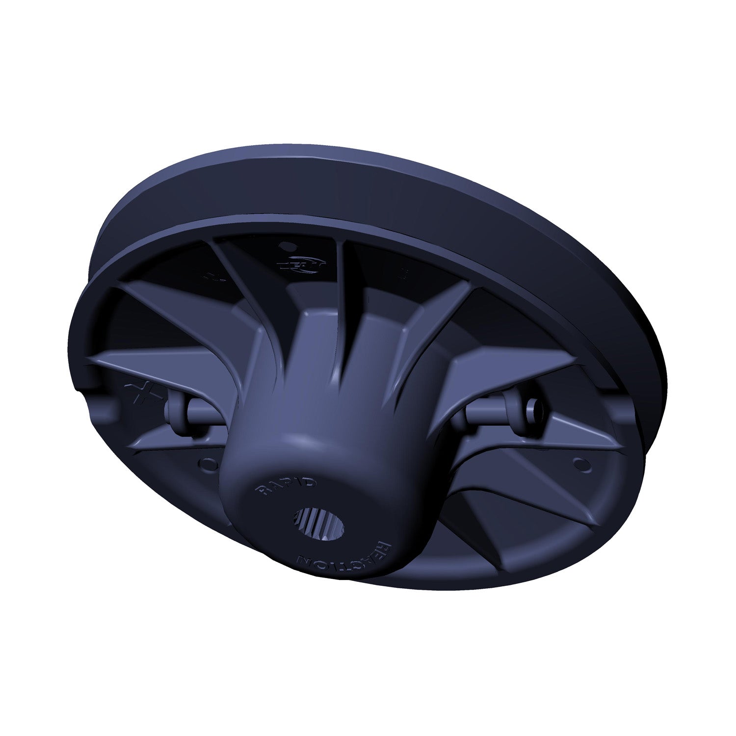 Black circular driven clutch with curved fins and central hub for Polaris UTV models.