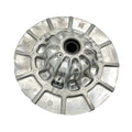 Silver metallic circular P90X Driven Stationary part with central hole and multiple raised segments.