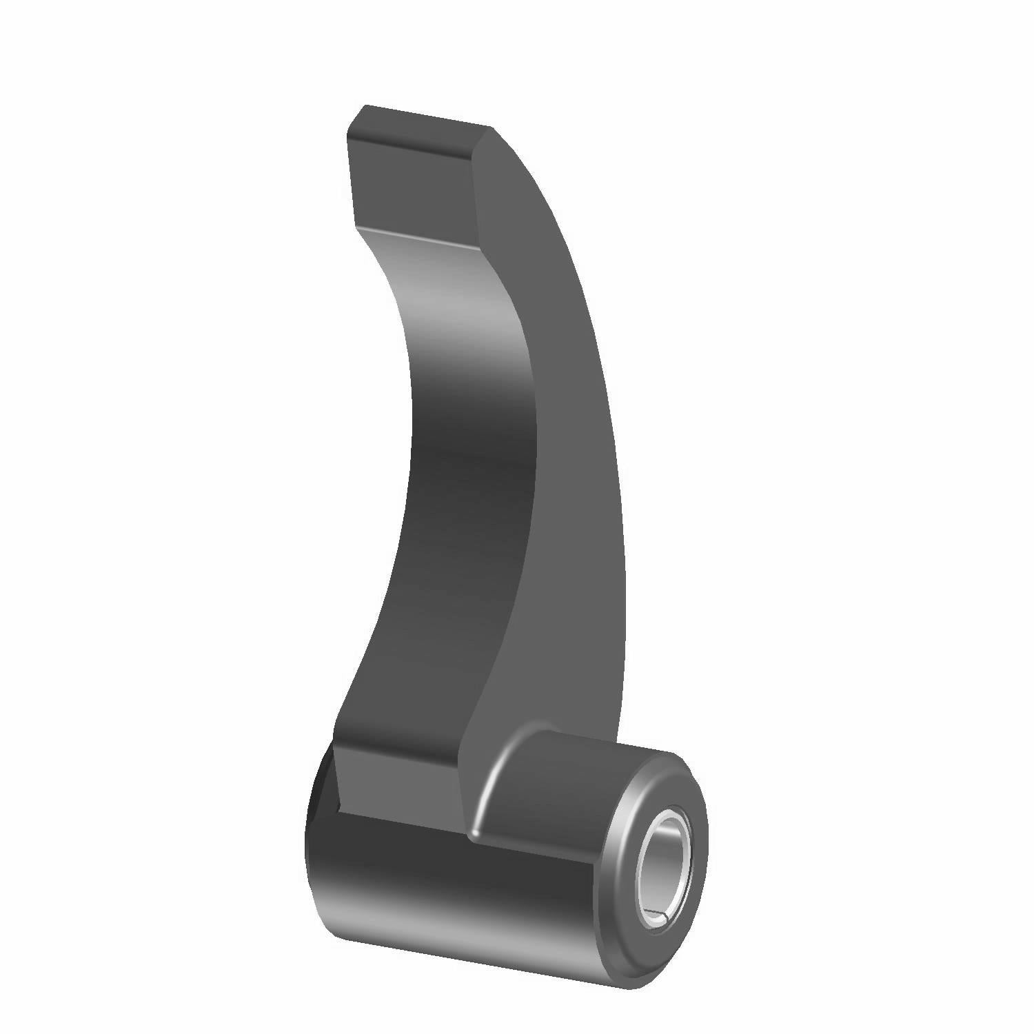Black curved metal shift weight with a cylindrical bearing at the base.