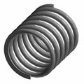 Coiled metal compression spring with consistent circular loops and a slight gap at one end.