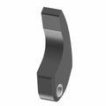 Black curved metal lever with a cylindrical hole at the base for attachment.
