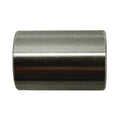 Metal cylindrical spacer with smooth, polished silver finish and hollow center.