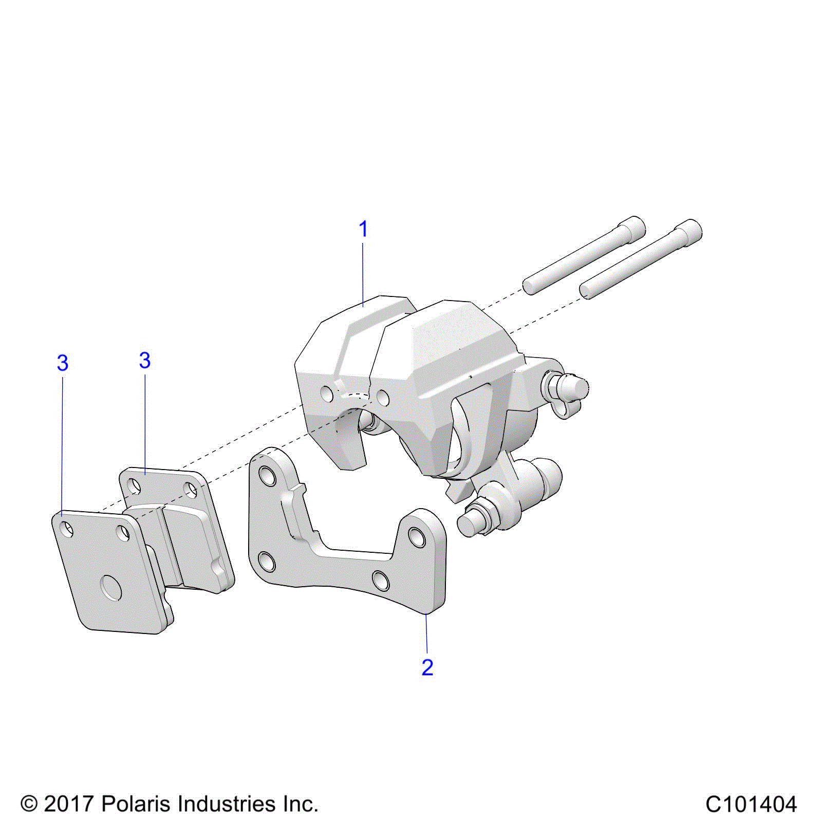 An Image of a Genuine Polaris Parts Schematic Diagram showing the schematic - BRAKES: CALIPER FRONT - 2021 POLARIS ACE 150 EFI