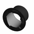 Black cylindrical sleeve flange with a smooth inner surface and three notches around the outer edge.