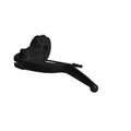 A black, L-shaped Clutch Lever Bracket 1in by Polaris with a curved handle and circular attachment point, compatible with OEM Indian Polaris parts, shown against a plain white background.