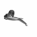 A 3D-rendered image of the Clutch Lever Bracket Indian Black by Polaris, a genuine OEM part for Indian motorcycles, shows its metal lever with round tip mounted to a clamp against a plain white background.