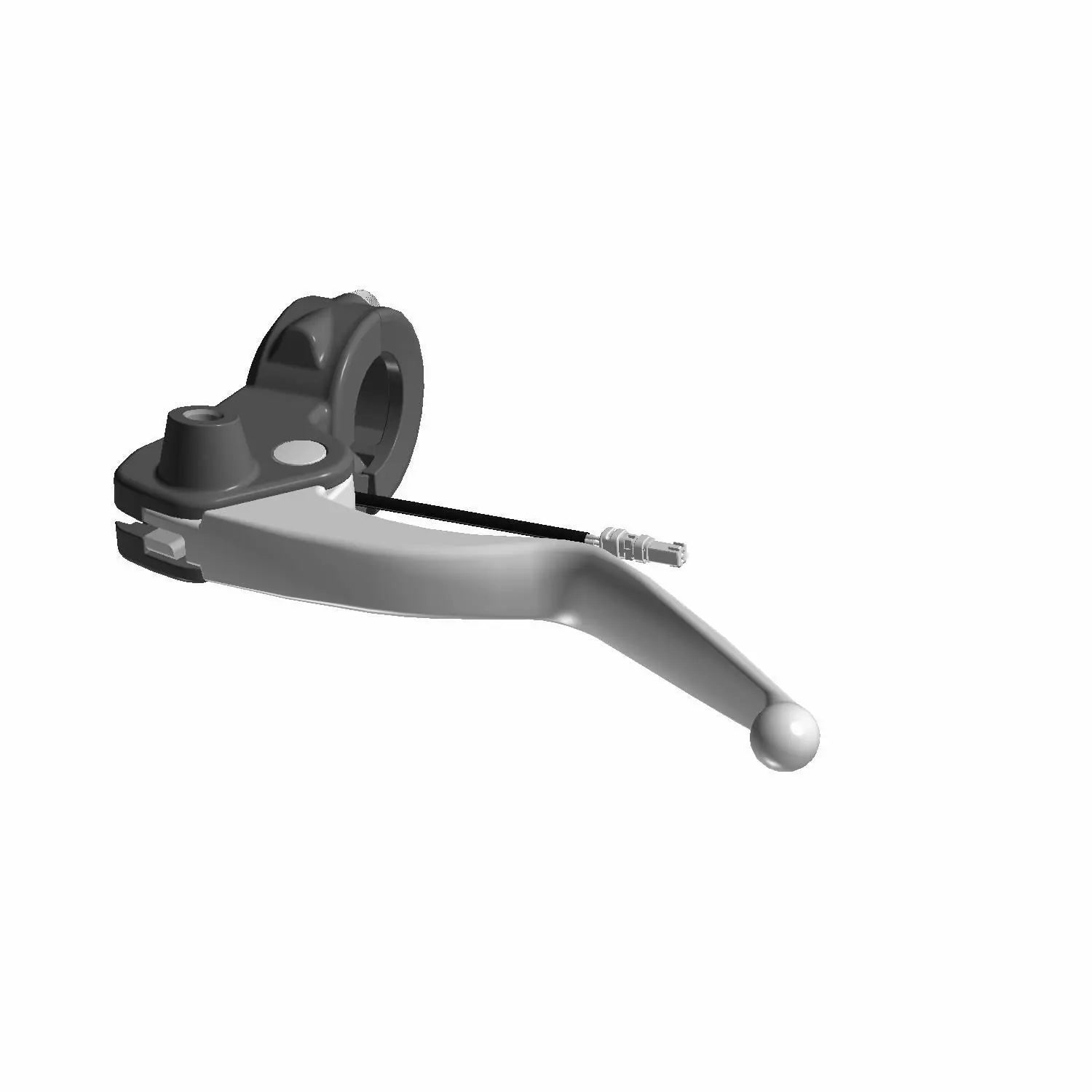 3D render of the Clutch Lever Bracket Indian Black [Incl. 2 5] by Polaris, showing clamp and adjustment screw on a white background. Get this genuine OEM part at Witchdoctors.com.
