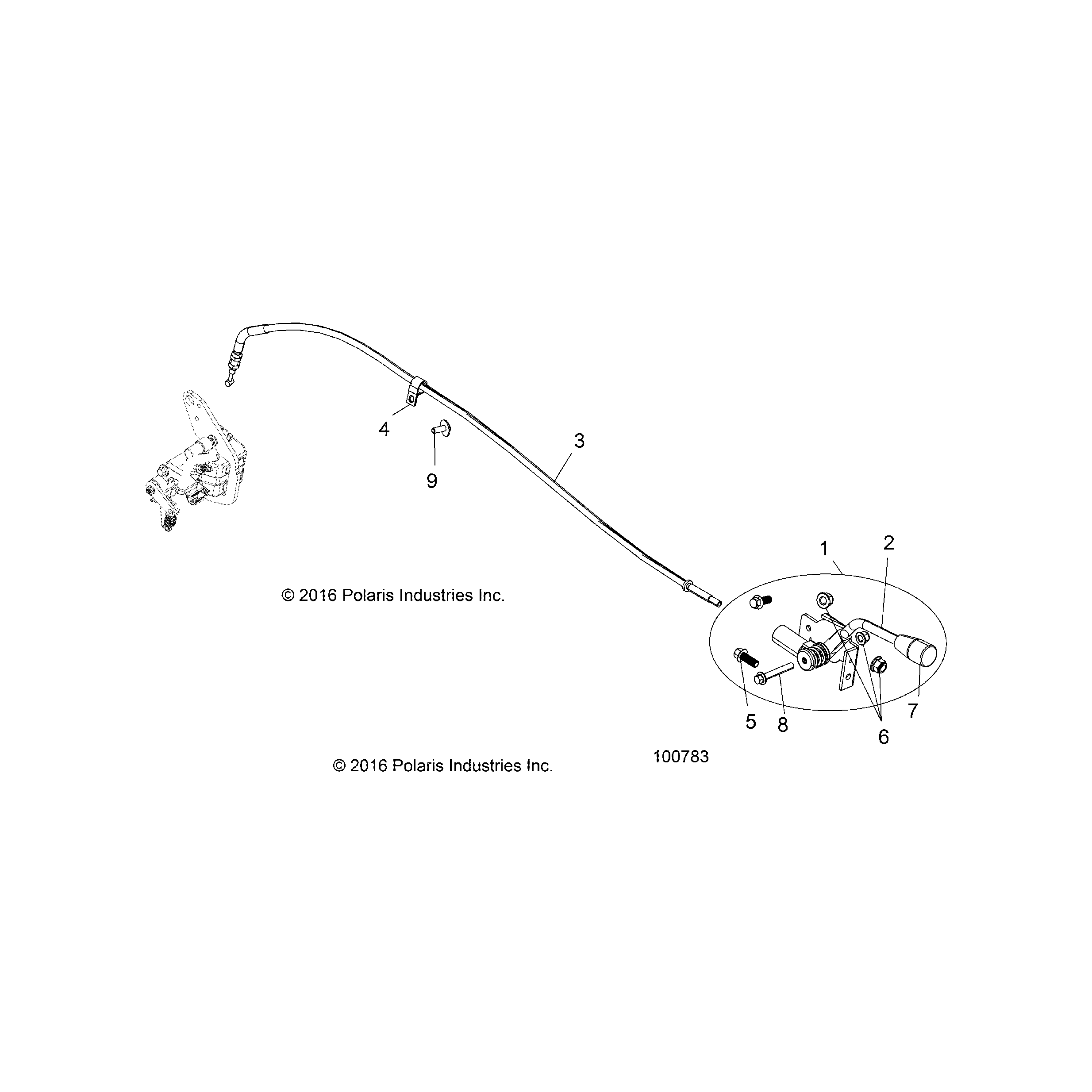 An Image of a Genuine Polaris Parts Schematic Diagram showing the schematic - BRAKES: PARKING BRAKE HANDLE - 2018 POLARIS ACE 150 EFI INDY