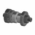 Metal countershaft gear with six interlocking gears in dark gray steel for motorcycle transmission.