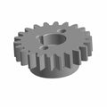 Gray metal water pump driven gear with evenly spaced teeth and three mounting holes.