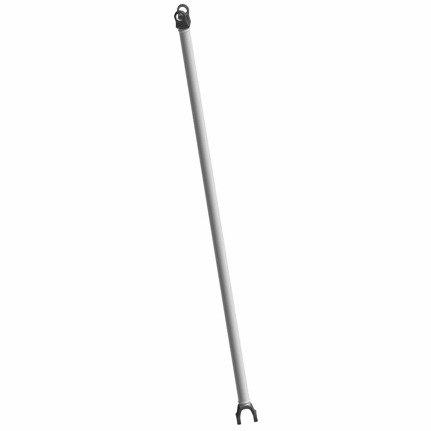 Long cylindrical metal drive shaft with a yoke at each end for offroad vehicle use.