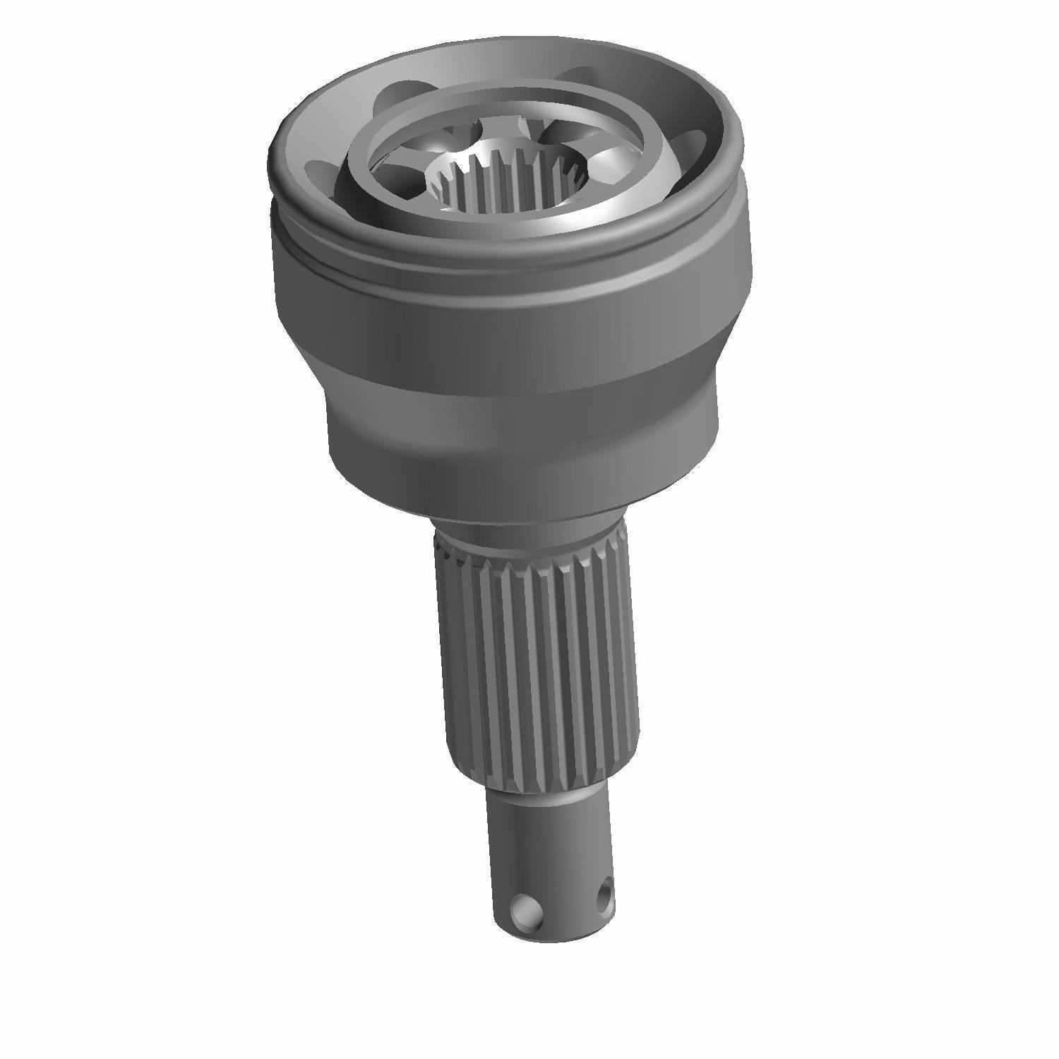 Metallic gray Polaris CV shaft with splined shaft and circular joint housing.
