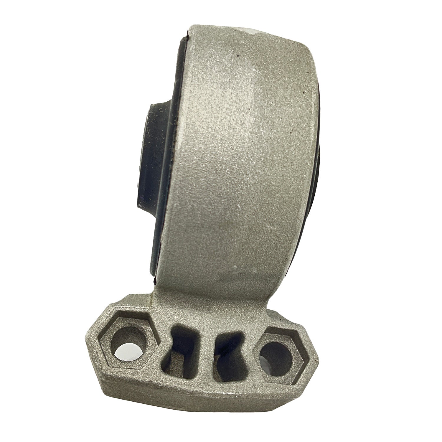 Gray metal isolator mount with rubber bushing and three mounting holes base designed for Polaris RZR.