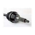 Black metal rear axle shaft with splined silver end for Polaris UTVs.