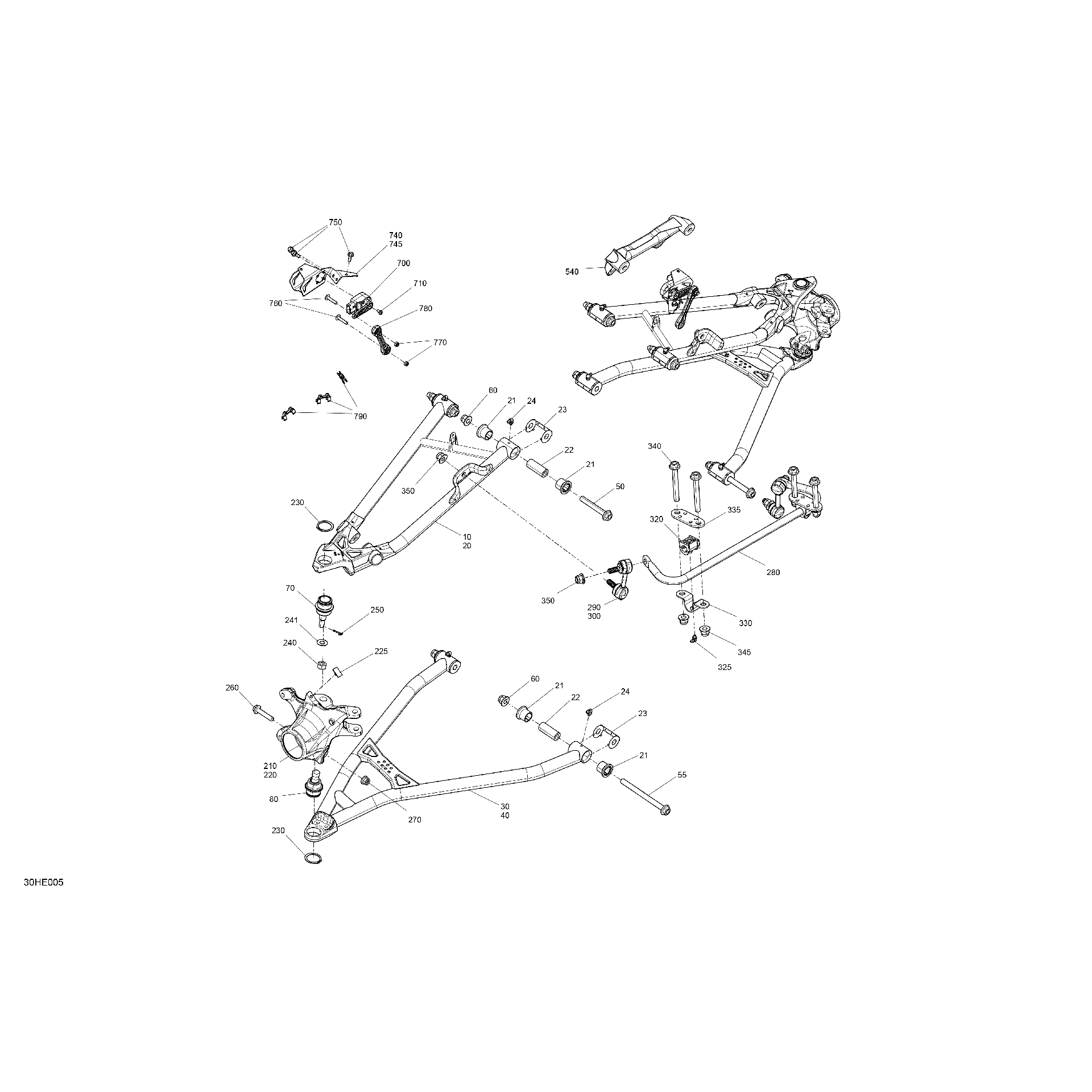 An Image of a Genuine Can-Am Parts Schematic Diagram showing the schematic - SUSPENSION - FRONT COMPONENTS