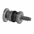 Metallic motorcycle output shaft with multiple gears and splined end, designed for Polaris models.