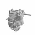 Silver-gray metal gearcase assembly with cylindrical housing and protruding drive shaft for Polaris UTV.