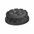 The image displays the Clutch Assembly by Polaris, a black cylindrical mechanical gear part with multiple top bolts and a toothed bottom edge, set against a white background. Perfect for those searching for OEM Indian Polaris parts.