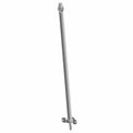 Long metallic propeller drive shaft with bearing housing and mounting brackets on both ends, finished in silver-gray.
