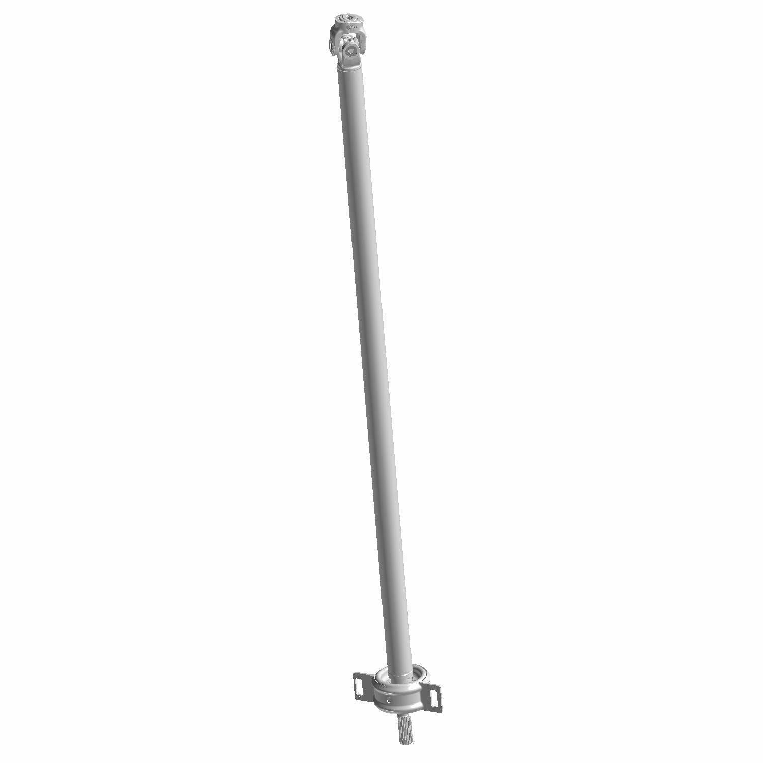 Long cylindrical metal prop/drive shaft with a bearing mounted near one end, designed for off-road vehicle use.