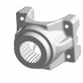 Silver metal half yoke with splined center and four mounting holes designed for offroad Polaris UTVs.
