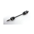 Black metal rear axle shaft with rubber bellows and splined ends for Polaris Ranger vehicles.