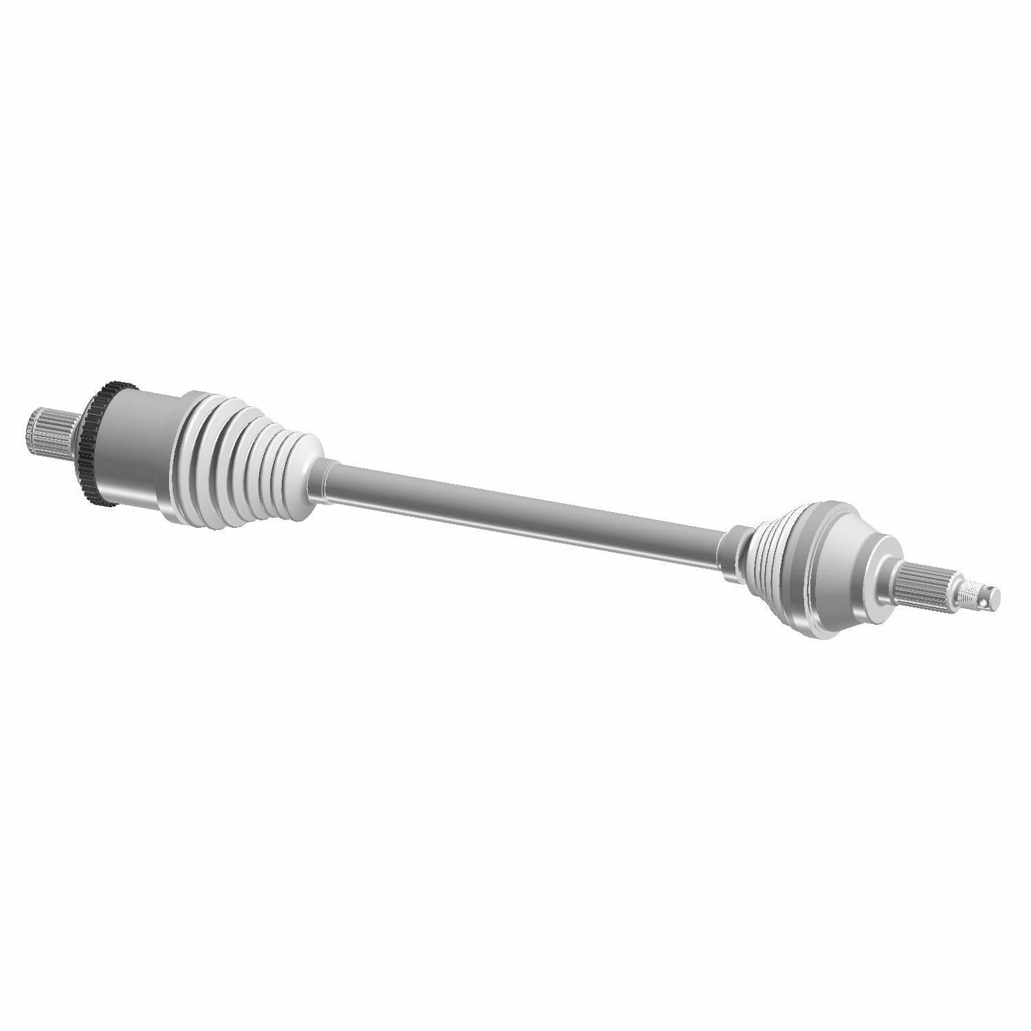 Metal rear axle shaft with protective rubber boots on both ends for Polaris General 1000 EPS models.