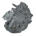 Gray metal rear gearcase differential with mounting bracket and cylindrical shaft extension.